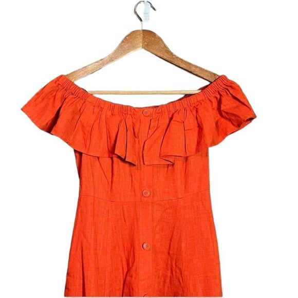 NWT! Forever 21 linen blend woven dress in brick - Picture 2 of 8